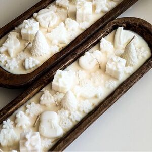 Beautiful candle with trees snow flake and oth figures, Christmas fragrance